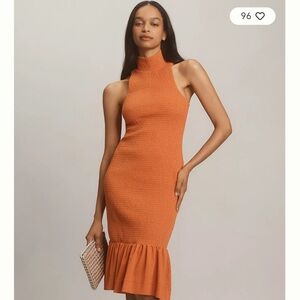 By Anthropologie Sleeveless Mock-Neck Textured Midi Dress
